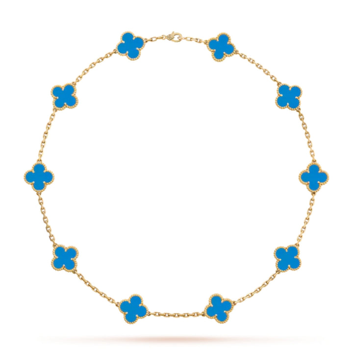 KLEEBLATT | 10 Motive Blau Halskette