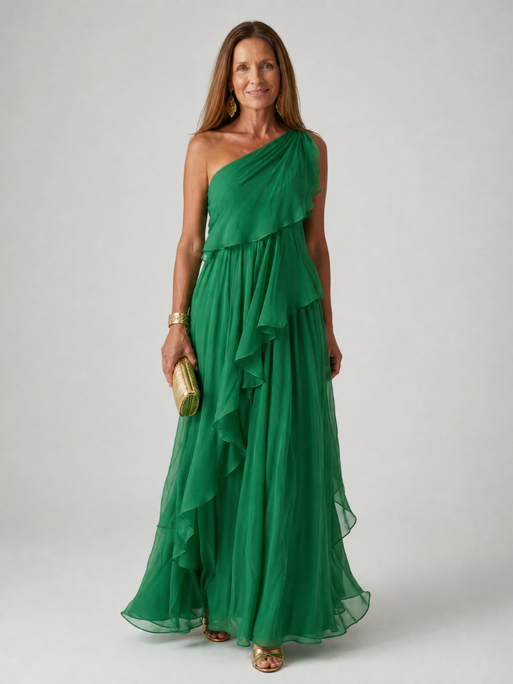 Mikha – Maxikleid mit einseitigem Rüschenbesatz