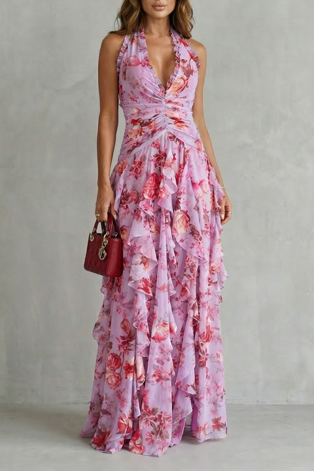 Rosalinda – Florales Neckholder-Maxikleid
