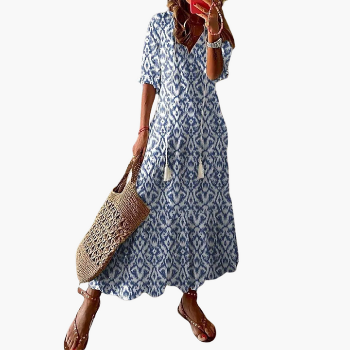 Mia | Boho-Vintage-Sommerkleid mit V-Ausschnitt