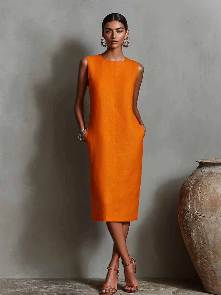 Mauee – Ärmelloses Midi-Kleid mit Taschen