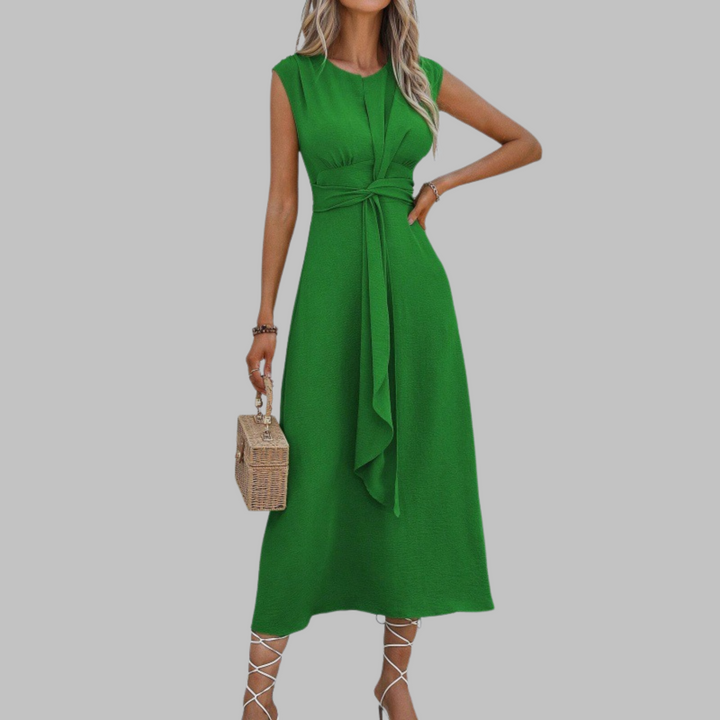 Rosemary – Elegantes ärmelloses Maxikleid mit Rundhalsausschnitt