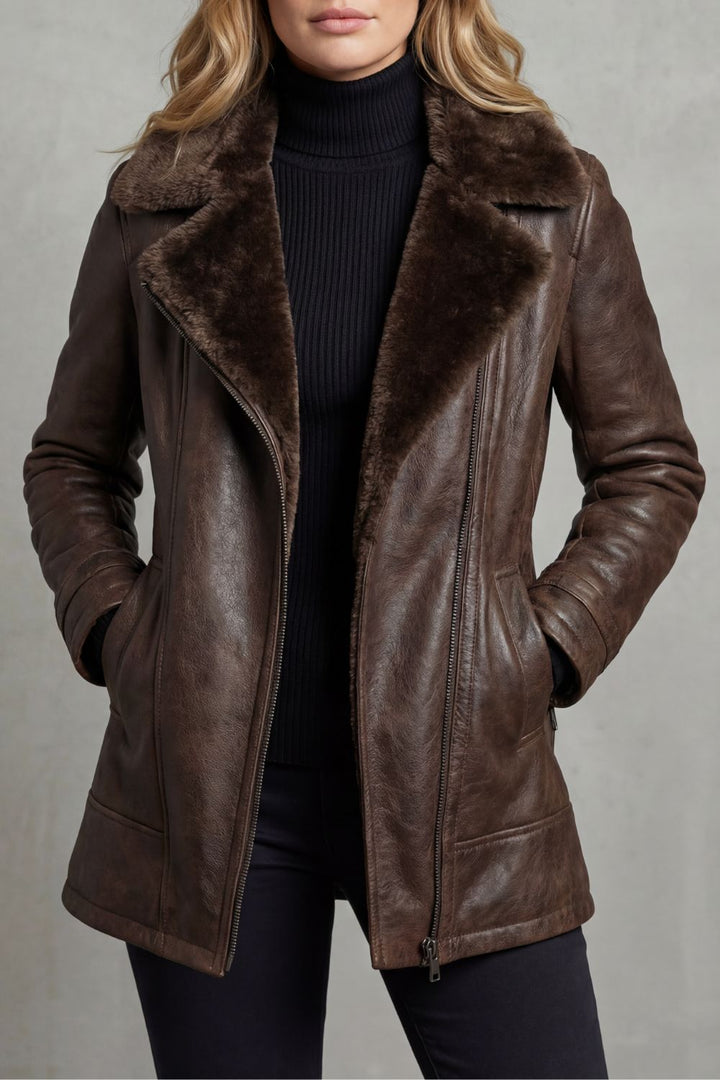 Raine – Lederjacke mit Lammfellfutter