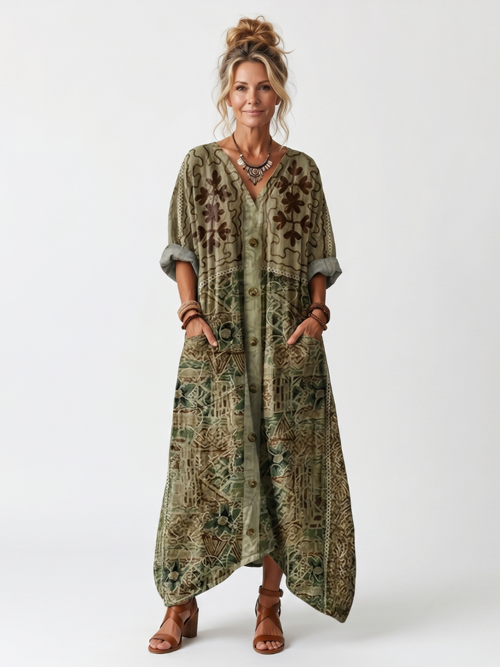 Narmi - Oversize-Maxikleid mit Knopfleiste