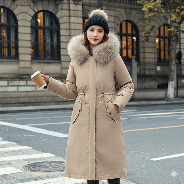 Fionna – Damen-Winterjacke mit Kapuze und weichem Fellkragen