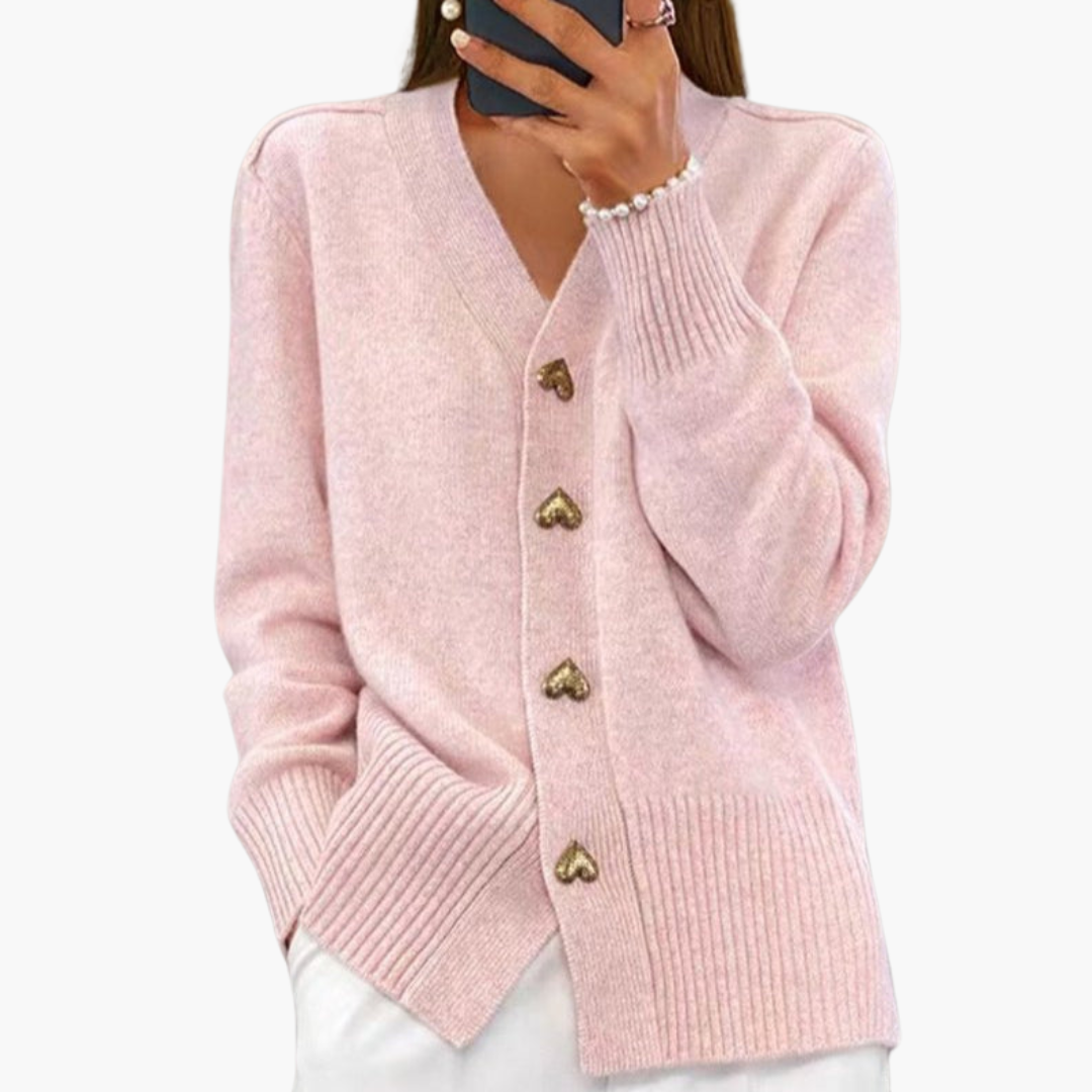 Holly | Elegante Strickjacke mit Herzknöpfen