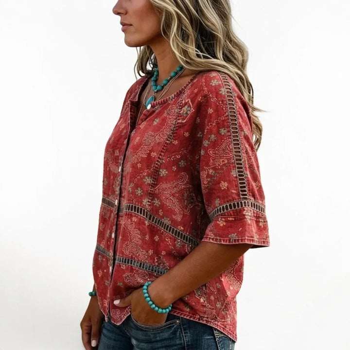 Fellie – Vintage-Bluse mit Ethno-Print