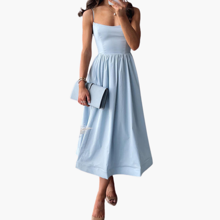 Jade | Schickes Midikleid in A-Linie mit Riemchen-Design