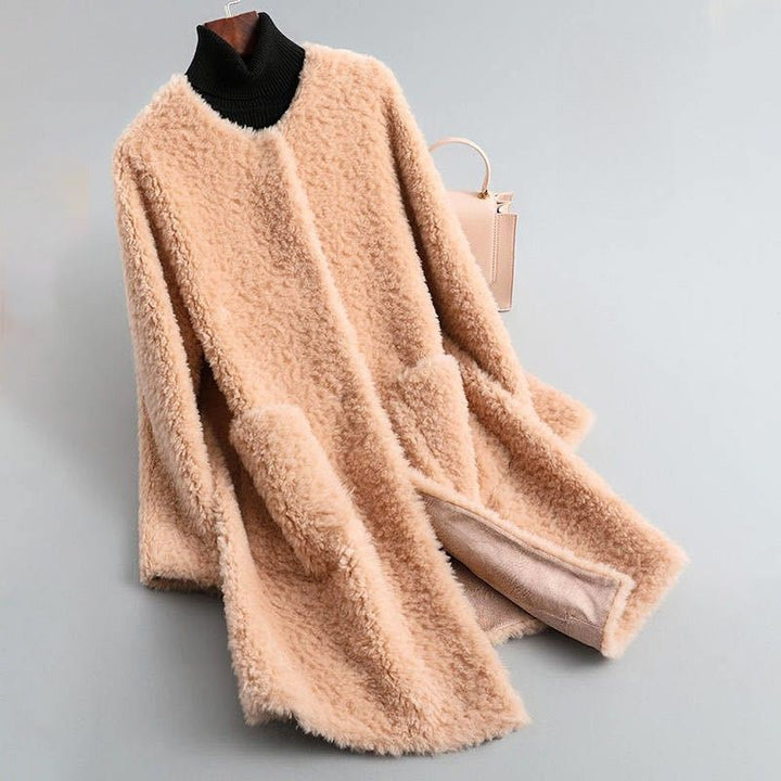 Cecille – Teddy-Mantel aus echtem Lammfell