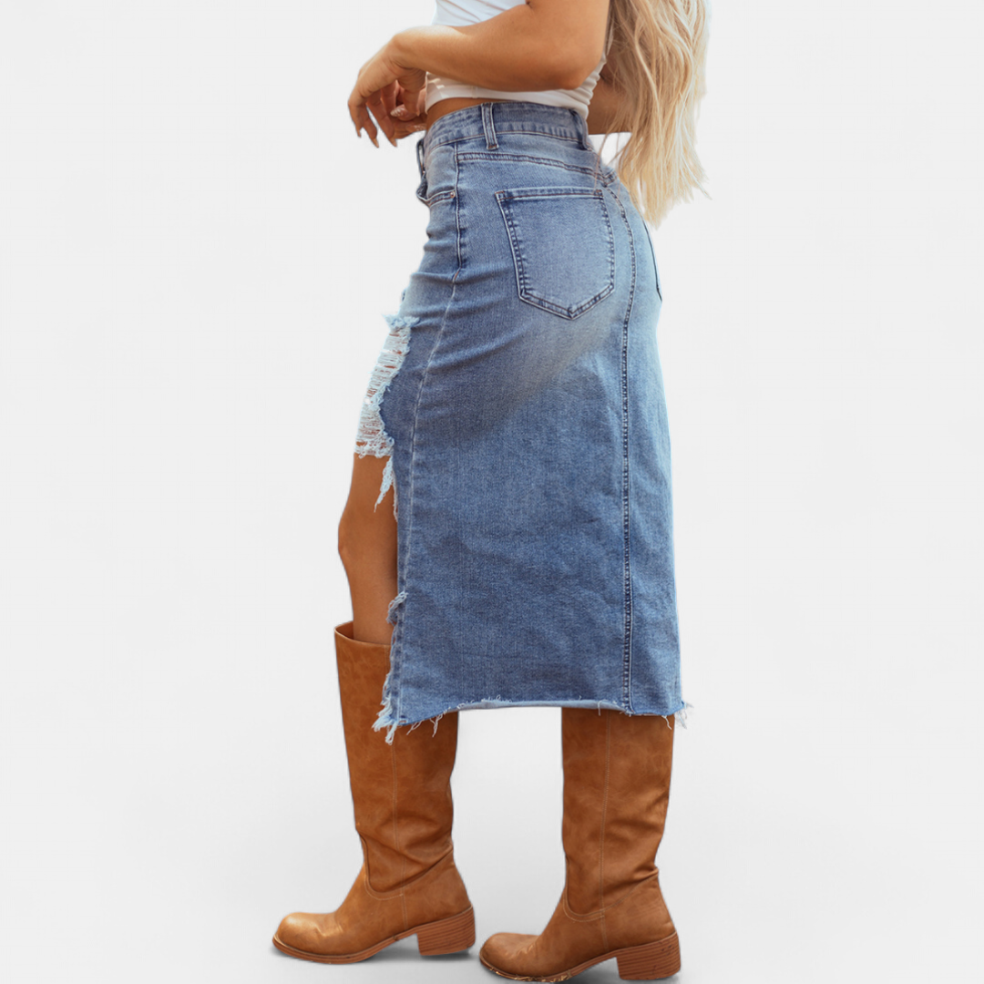 Blake – Lässiger Jeans-Maxirock mit hoher Taille