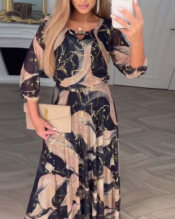 Hailie – Fließendes Chiffon-Maxikleid mit Print