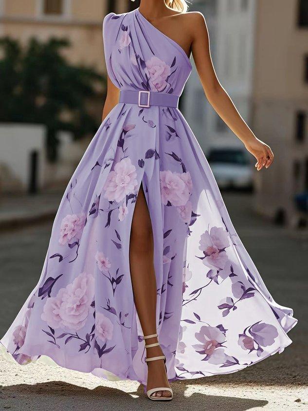 Erica - Hellgrünes Maxikleid mit Blumenmuster