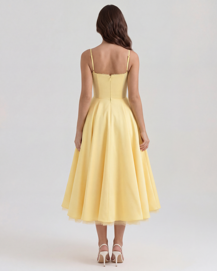 Celene – Midi-Kleid aus Satin mit Tüllrock
