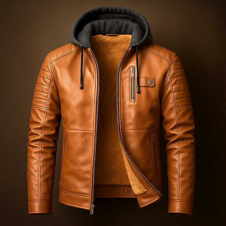 David – Lederjacke mit Kapuze