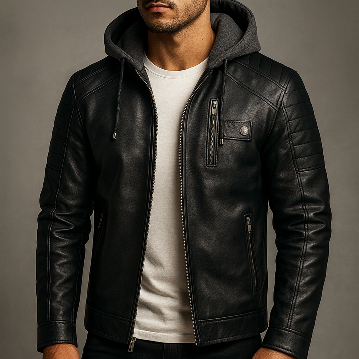 David – Lederjacke mit Kapuze
