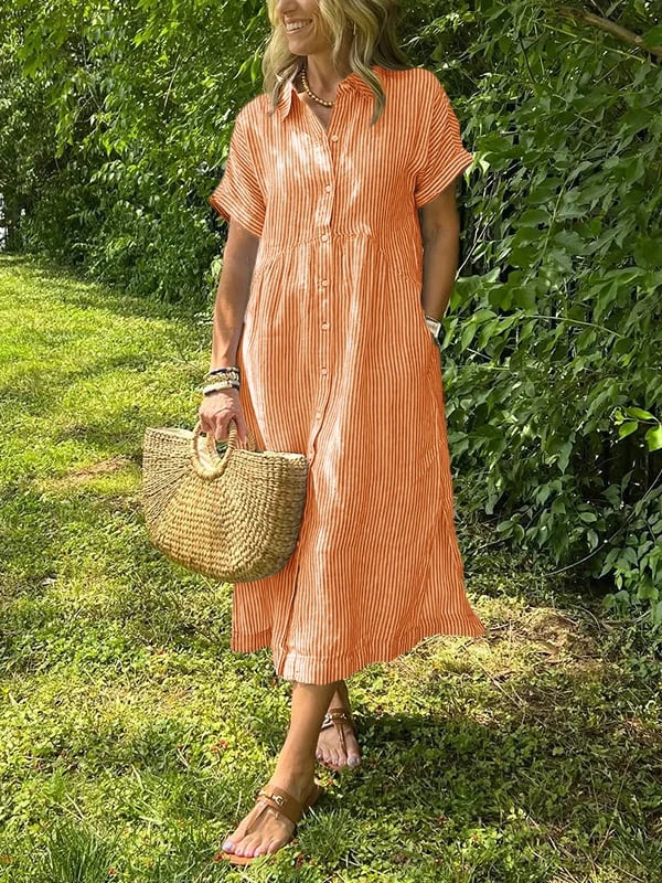 Anjie – Geknöpftes Baumwoll-Maxikleid
