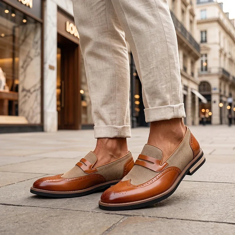 Everett - Geflochtene Loafer aus Leder im Brogue-Stil