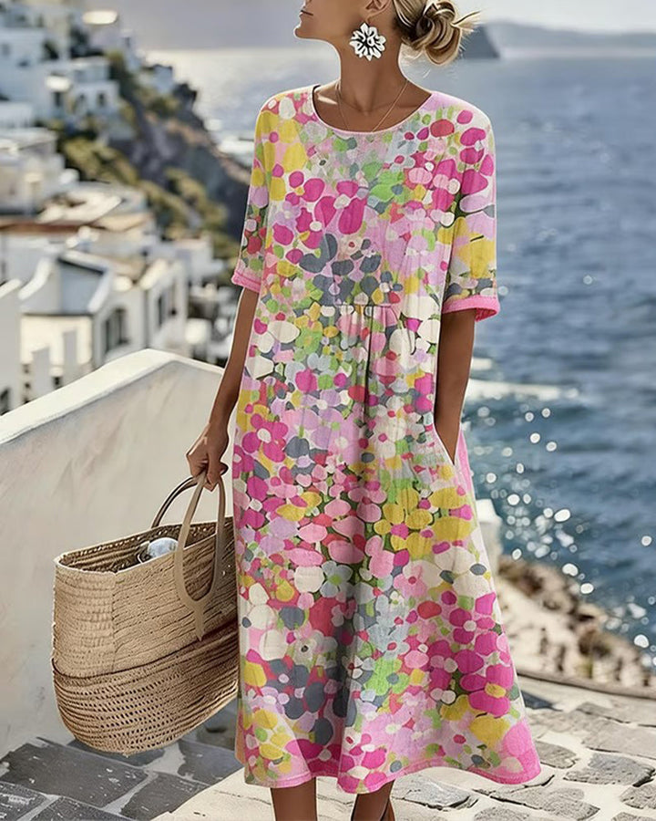 Herra – Midi-Kleid mit Blumen-Aquarellmuster