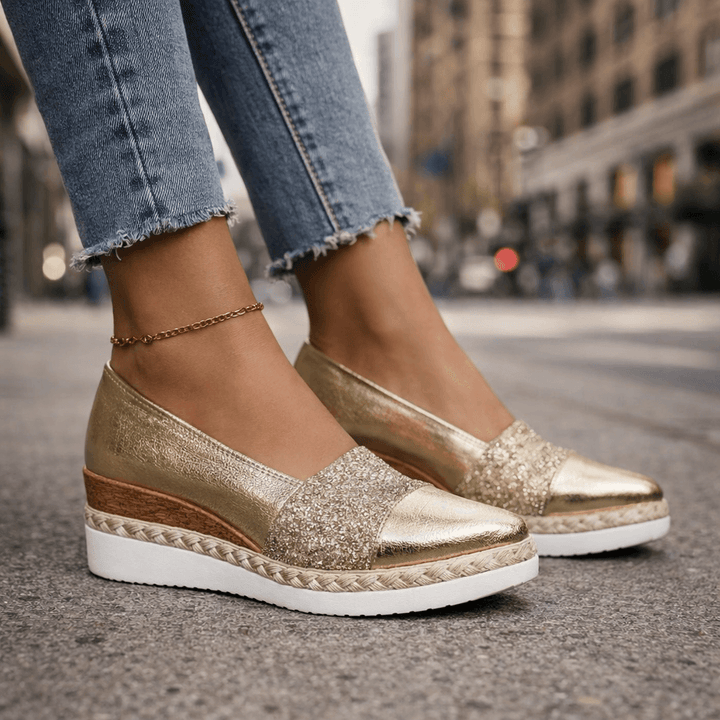 Jacky - Glitzer-Keilabsatz-Slip-On-Sneaker
