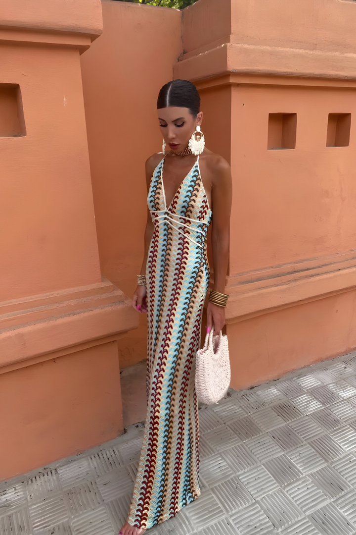 Malia – Boho-Maxikleid mit offenem Rücken