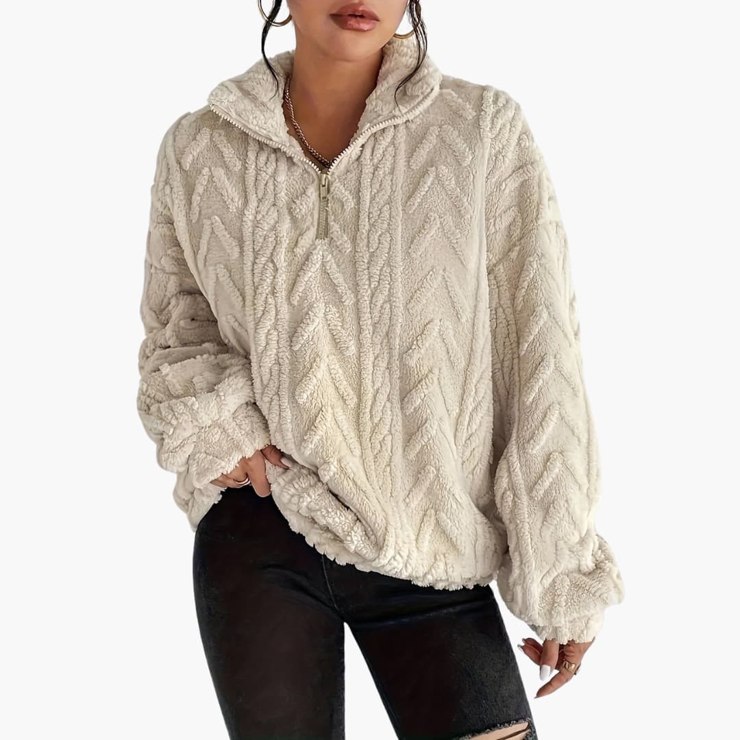 Evelyn | Luxe Fleece-Sweatshirt mit Zopfmuster