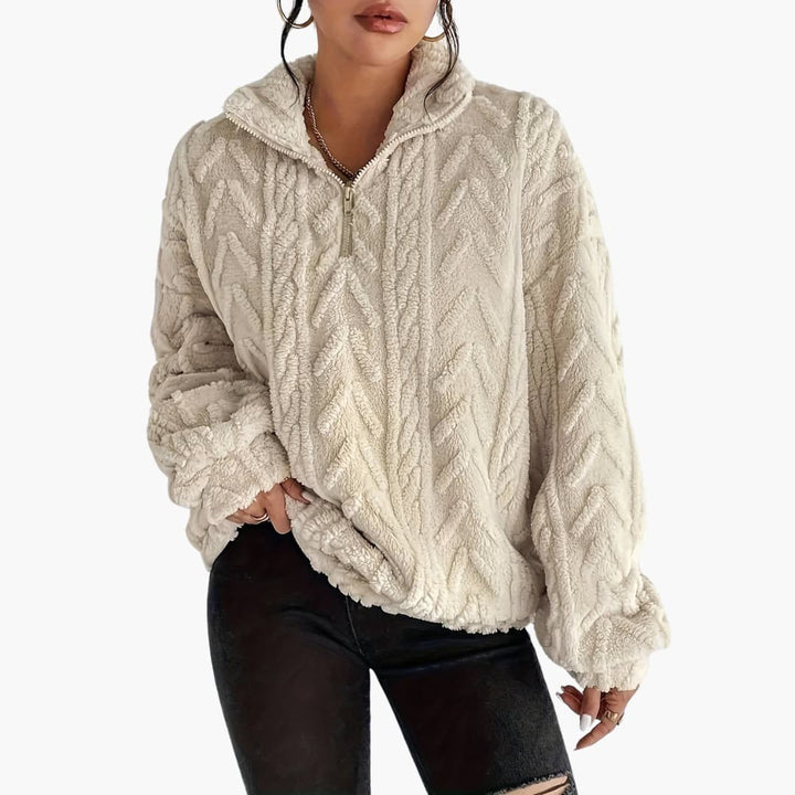 Evelyn | Luxe Fleece-Sweatshirt mit Zopfmuster