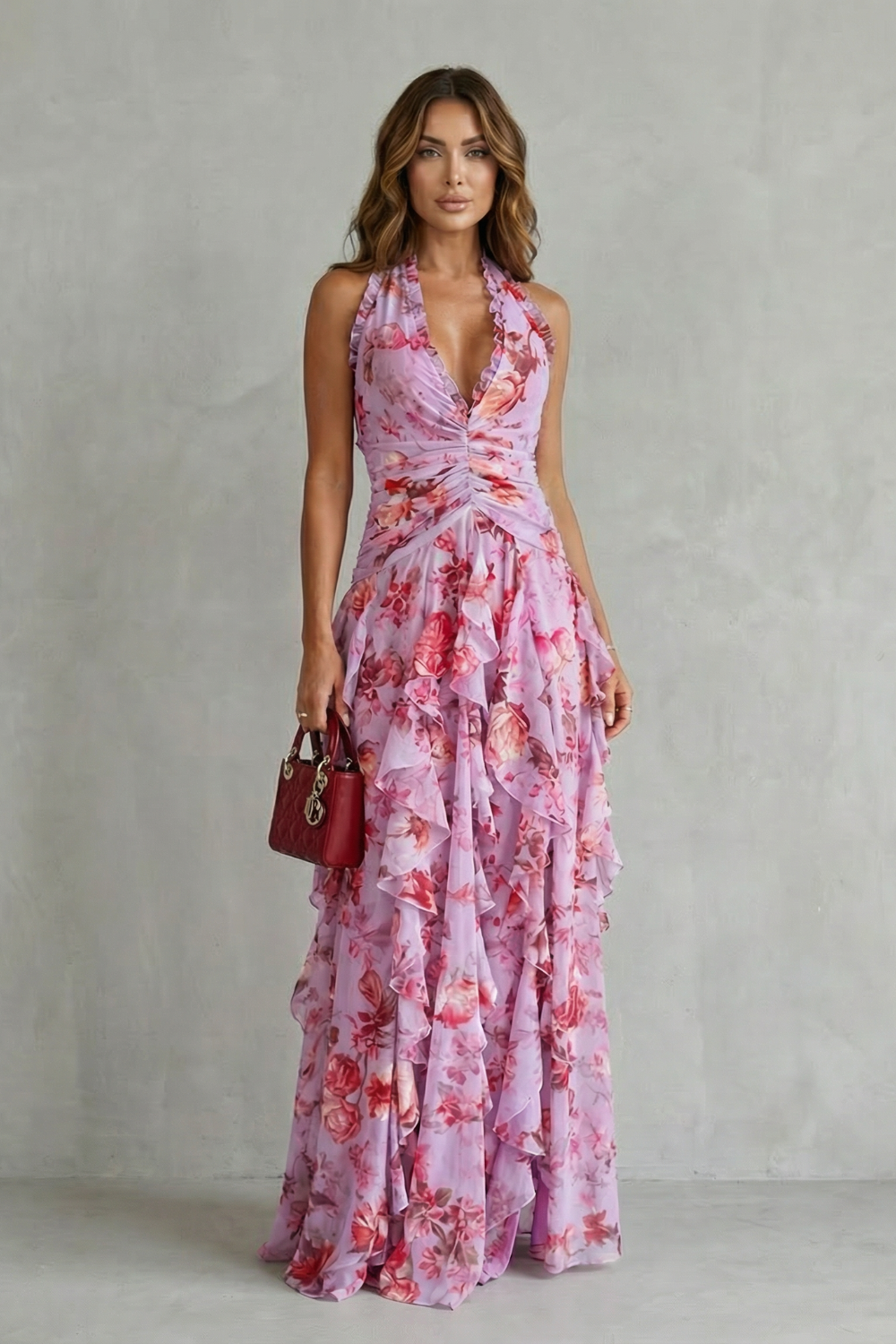 Rosalinda – Florales Neckholder-Maxikleid