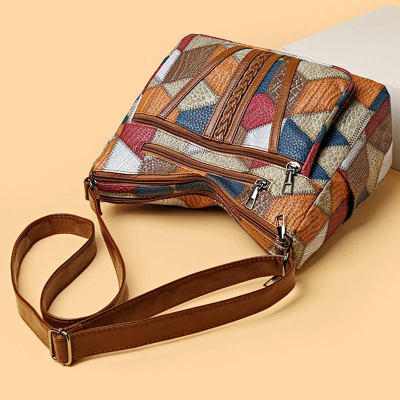 Carly – Handtasche aus veganem Leder im geometrischen Patchwork-Design