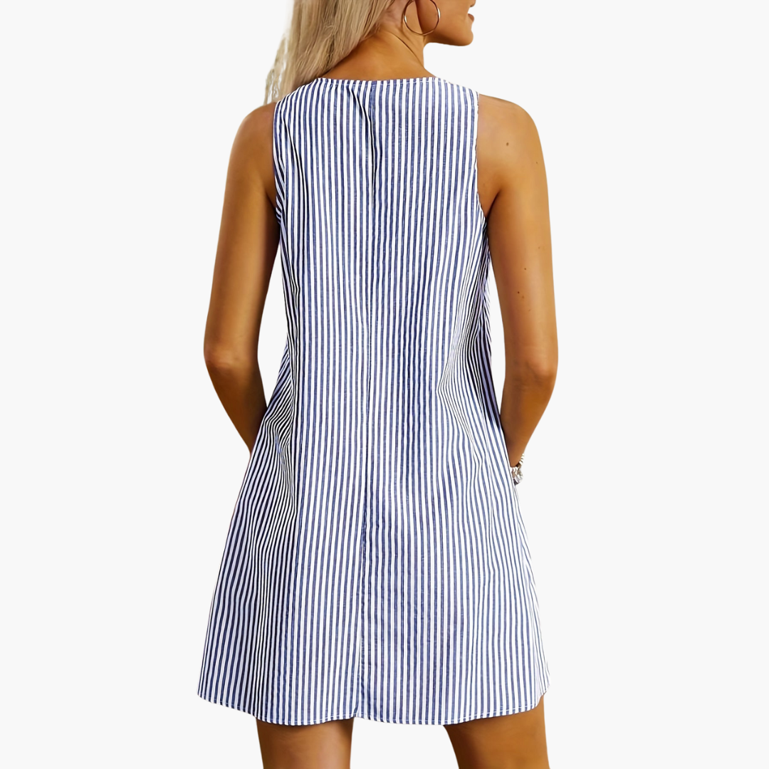 Natalie | Ärmelloses gestreiftes Kleid mit Taschen