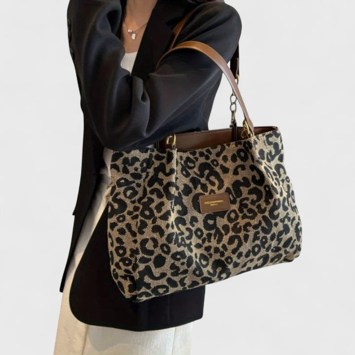 Klara - Canvas-Einkaufstasche mit Leopardenmuster