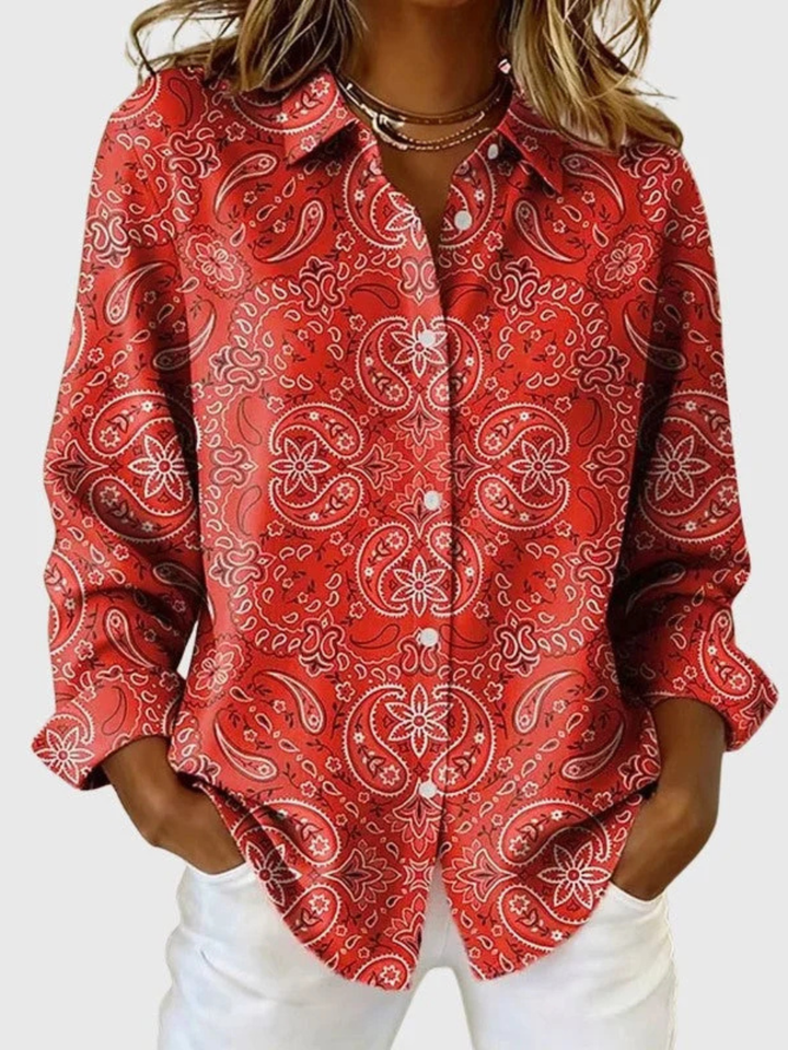 Kayla – Bluse mit Paisley-Muster und Knopfleiste