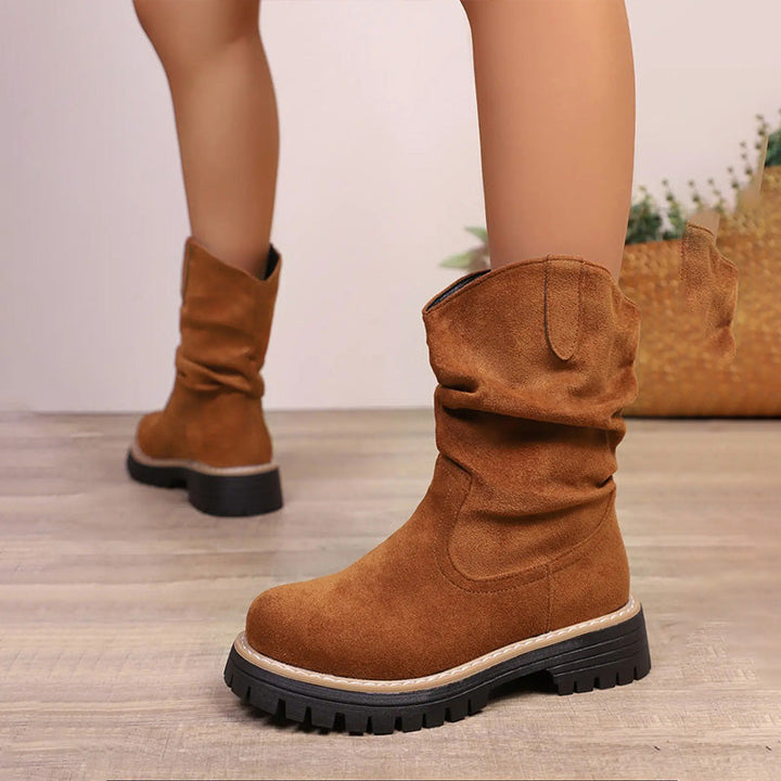 Sloane – Plateau-Stiefel aus Veloursleder im Martin-Stil
