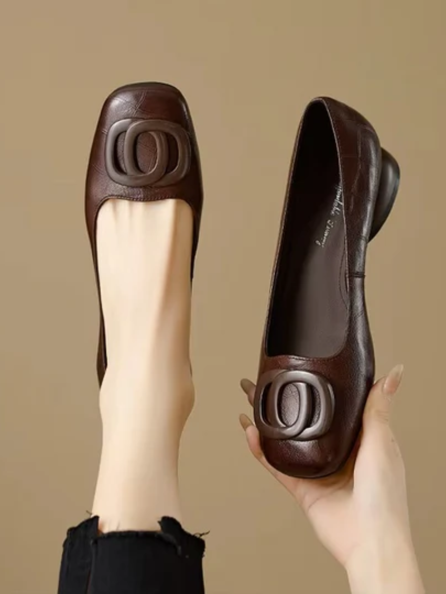 Kerina - Ballerinas aus echtem Leder mit eckiger Kappe