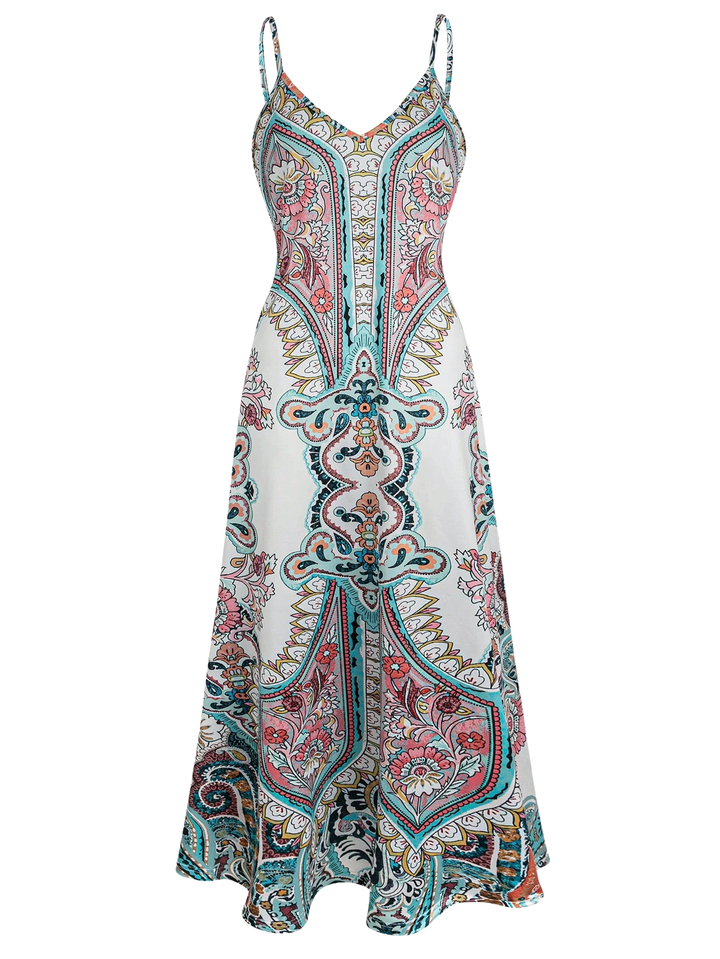 Caitlie – Ärmelloses Kleid mit Blumenmuster im Boho-Stil