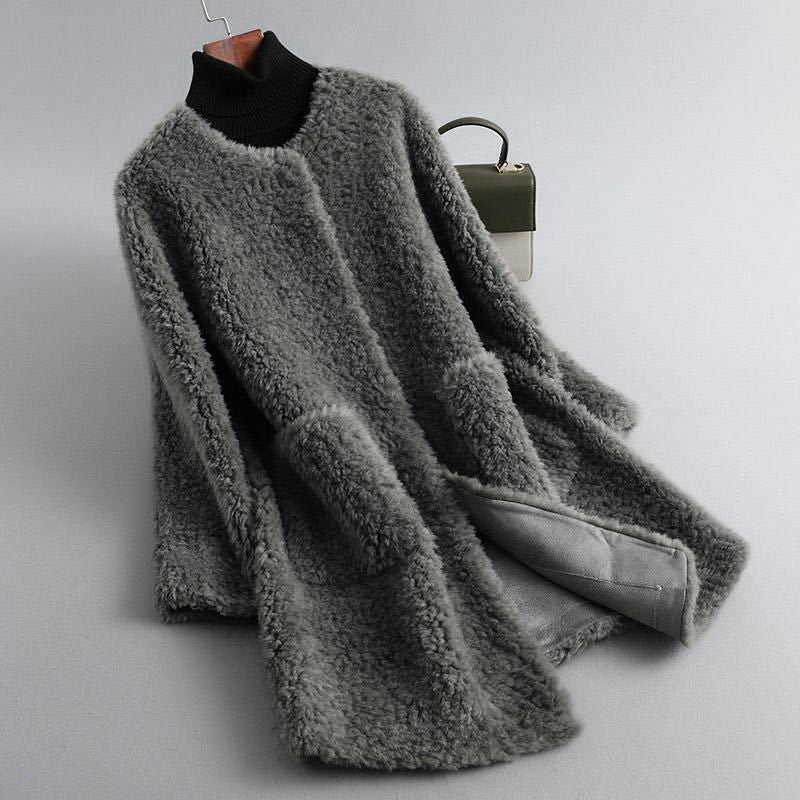 Cecille – Teddy-Mantel aus echtem Lammfell