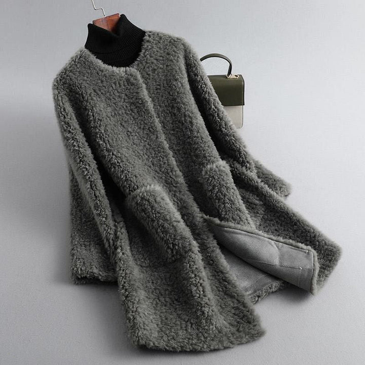 Cecille – Teddy-Mantel aus echtem Lammfell