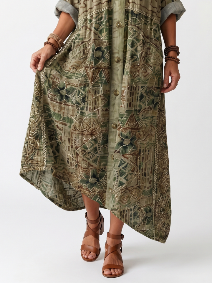 Narmi - Oversize-Maxikleid mit Knopfleiste