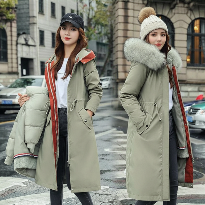 Fionna – Damen-Winterjacke mit Kapuze und weichem Fellkragen