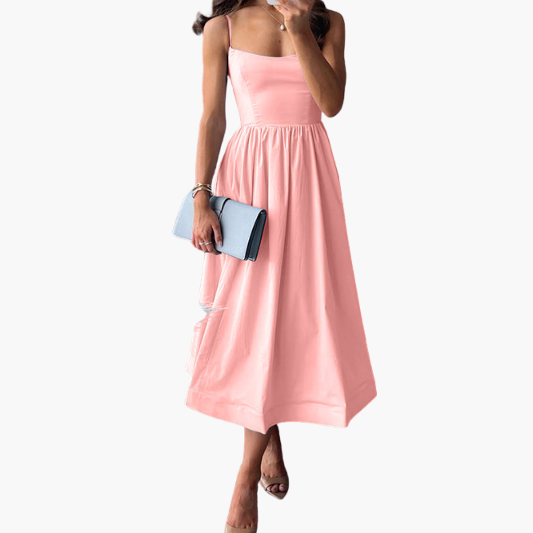 Jade | Schickes Midikleid in A-Linie mit Riemchen-Design
