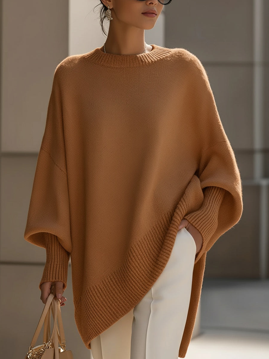 Ximena - Übergroßer Pullover mit weitem Ausschnitt und Drapierung