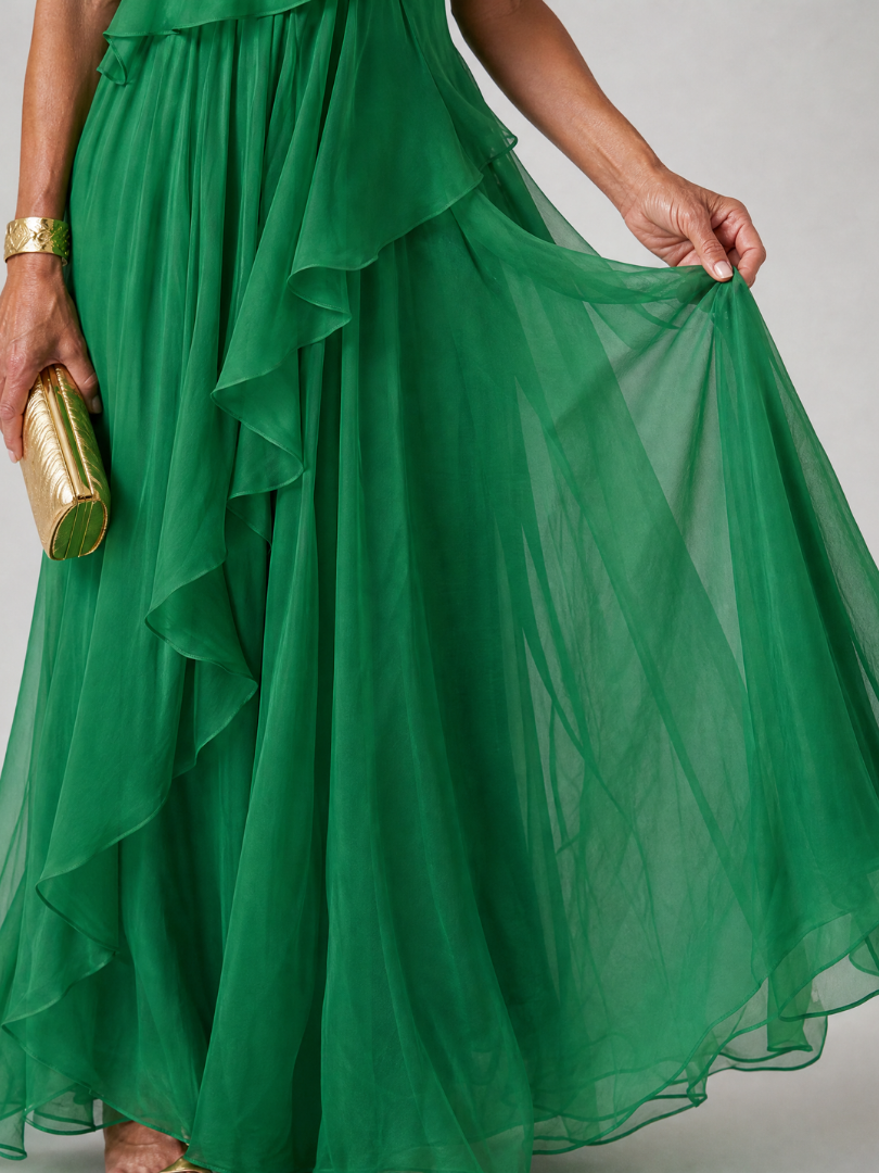 Mikha – Maxikleid mit einseitigem Rüschenbesatz