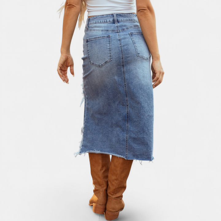 Blake – Lässiger Jeans-Maxirock mit hoher Taille