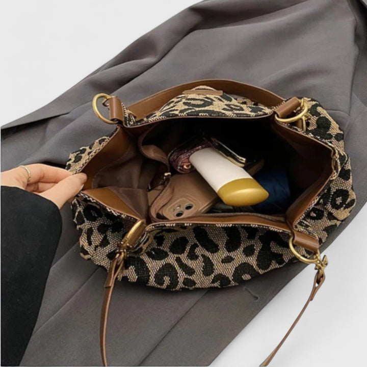Klara - Canvas-Einkaufstasche mit Leopardenmuster