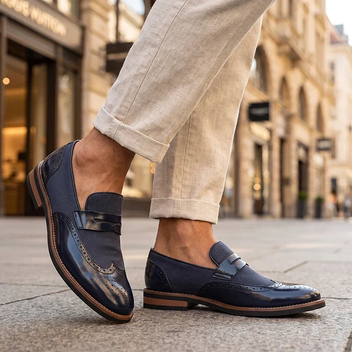 Everett - Geflochtene Loafer aus Leder im Brogue-Stil