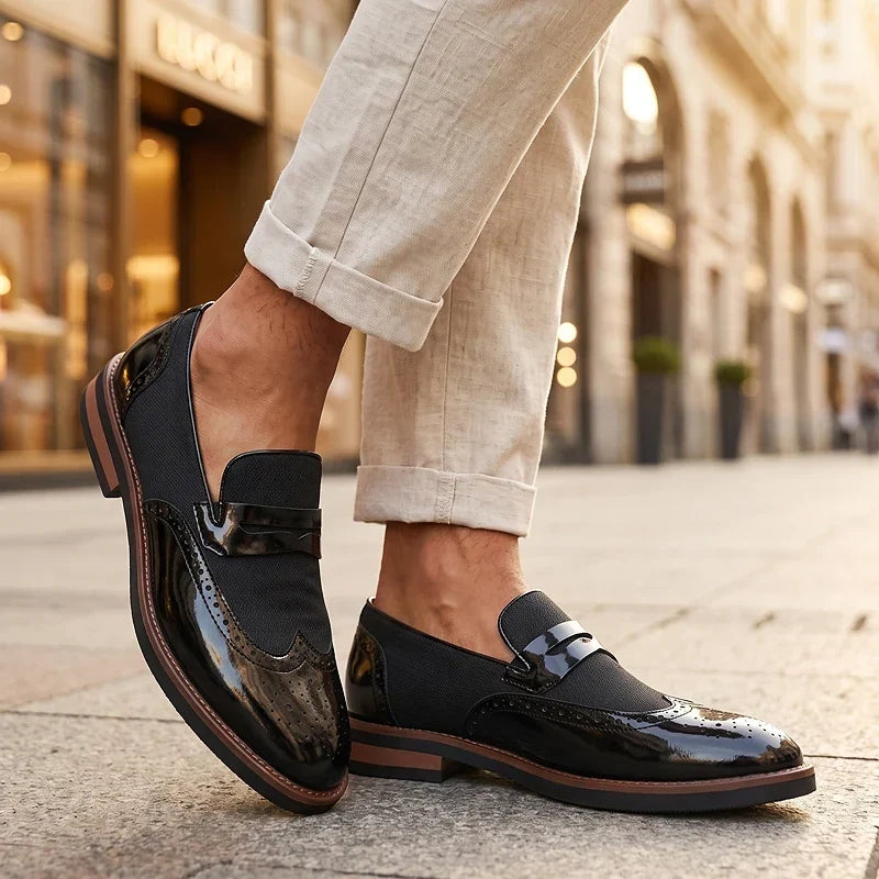 Everett - Geflochtene Loafer aus Leder im Brogue-Stil