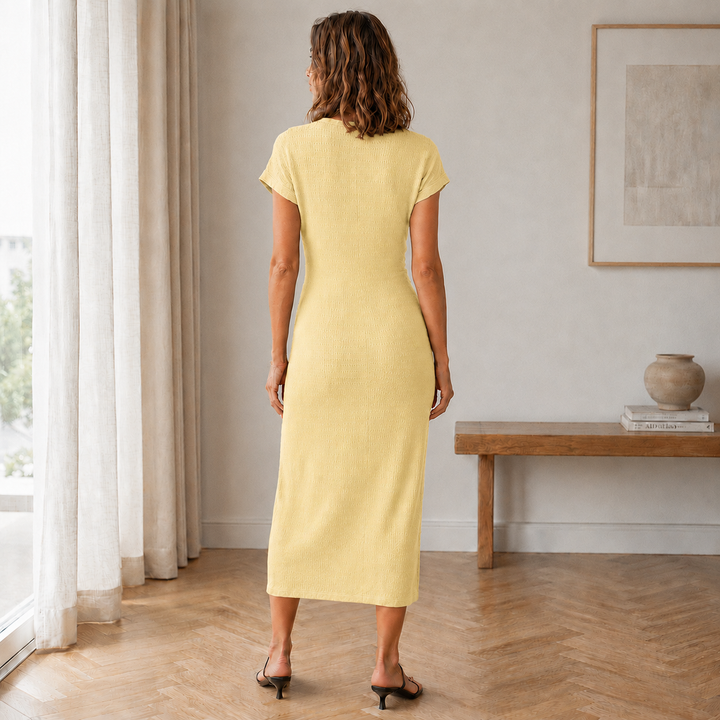 Pricila - Geripptes Midikleid mit Knoten-Detail