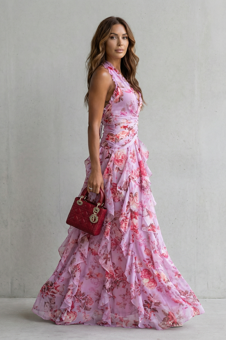 Rosalinda – Florales Neckholder-Maxikleid