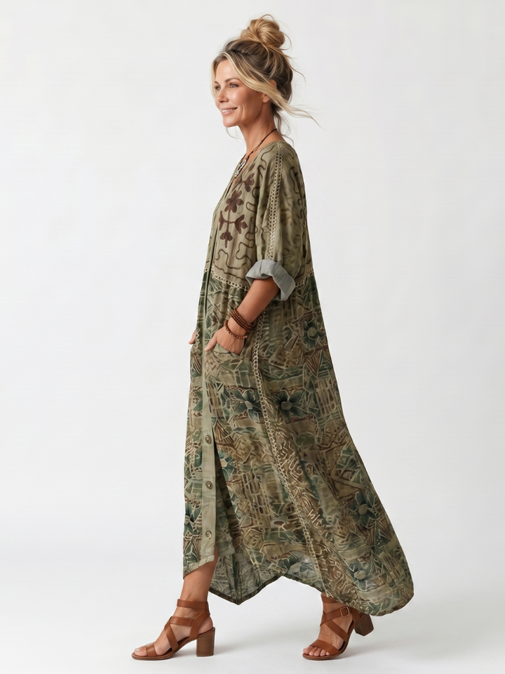 Narmi - Oversize-Maxikleid mit Knopfleiste