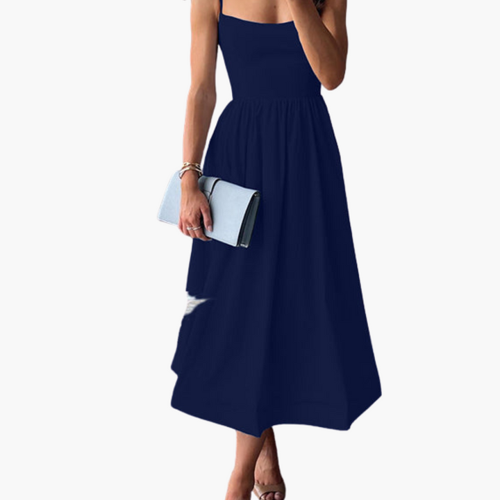 Jade | Schickes Midikleid in A-Linie mit Riemchen-Design