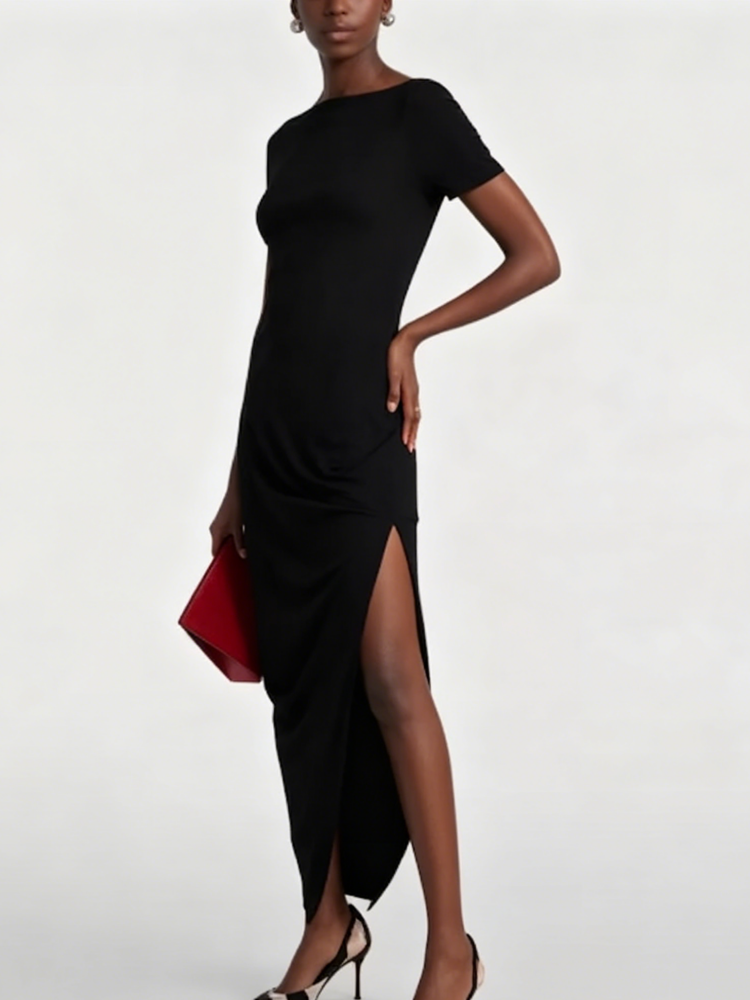 Monica – Rückenfreies, asymmetrisches Midikleid